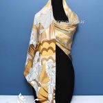 روسری تویل ابریشم چهار طرح خردلی