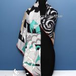 روسری تویل ابریشم چهار طرح مشکی