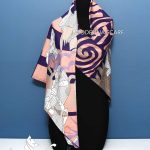 روسری تویل ابریشم چهار طرح بنفش