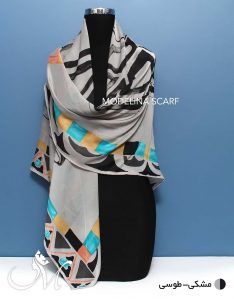 روسری ابریشم مدلینا مشکی طوسی