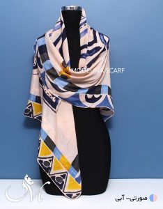 روسری ابریشم مدلینا صورتی آبی
