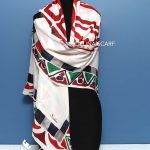 روسری ابریشم مدلینا سفید قرمز