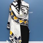 روسری ابریشم مدلینا سفید مشکی