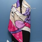 روسری ابریشم ژاکارد سرخابی بنفش