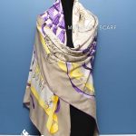 روسری ابریشم ژاکارد کرم نسکافه ای