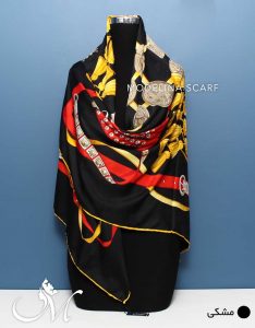روسری ابریشم ژاکارد مشکی