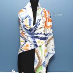 روسری ابریشم ژاکارد 740 آبی سفید