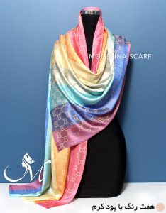 شال هفت‌رنگ ژاکارد گوچی با پود کرم