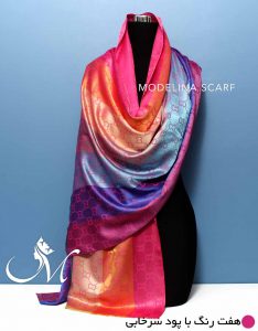 شال هفت‌رنگ ژاکارد گوچی با پود سرخابی