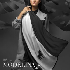 شال نخی سفید مشکی 801