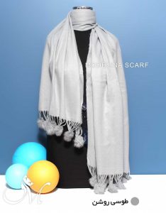 شال موهر ساده طوسی روشن