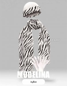 ست شال گردن،کلاه و دستکش زبرا سفید