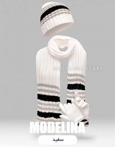 ست شال گردن،کلاه و دستکش سفید