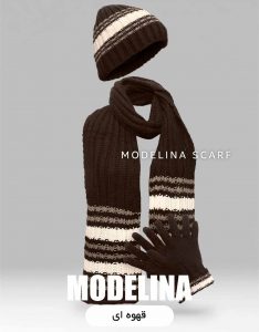 ست شال گردن،کلاه و دستکش قهوه های