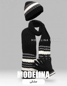 ست شال گردن،کلاه و دستکش مشکی