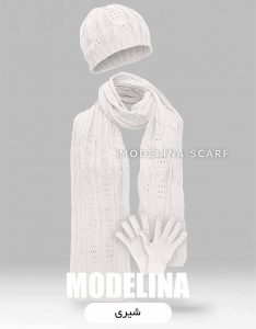 ست شال گردن،کلاه و دستکش اصل سفید