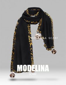 شال موهر مشکی پلنگی پم پم دار 880