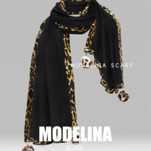 شال موهر مشکی پلنگی پم پم دار 880