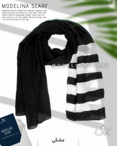 شال نخی تکه دوزی مدلینا مشکی