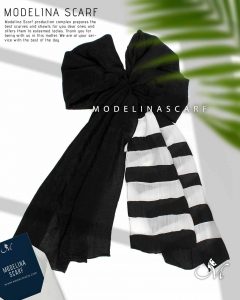 خرید شال نخی تکه دوزی مدلینا مشکی