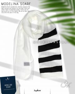 شال نخی تکه دوزی مدلینا سفید