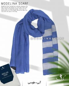 شال نخی تکه دوزی مدلینا آبی