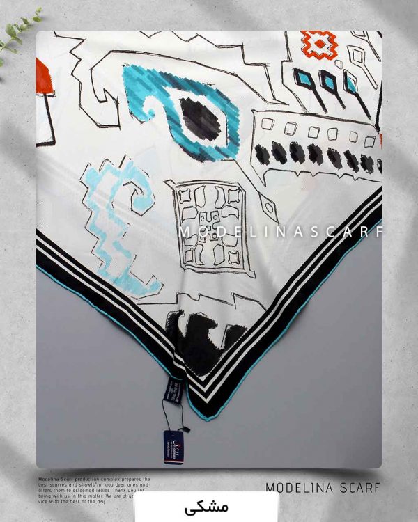خرید روسری ابریشم ژاکارد مدلینا 749 مشکی