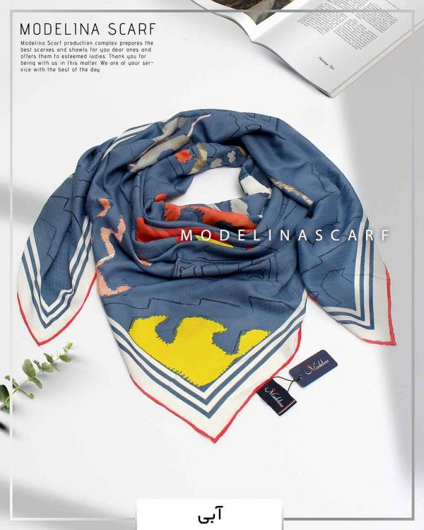 روسری ابریشم ژاکارد مدلینا 749 آبی