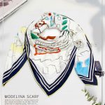 روسری ابریشم ژاکارد مدلینا 749 سفید