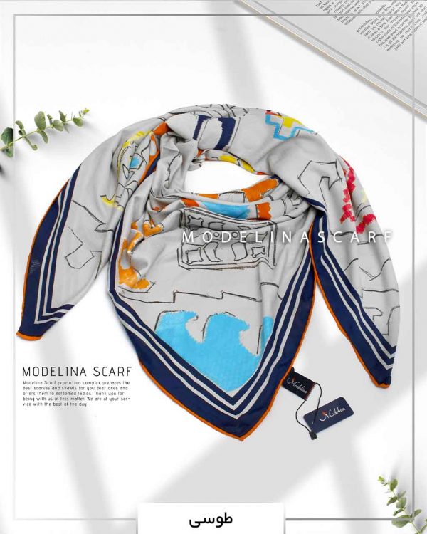 روسری ابریشم ژاکارد مدلینا 749 طوسی