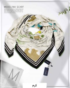 روسری ابریشم ژاکارد مدلینا 749 کرم