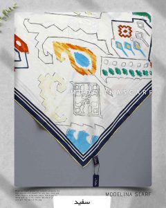 خرید روسری ابریشم ژاکارد مدلینا 749 سفید