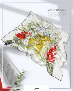 خرید روسری ابریشم ژاکارد مدلینا 750 سبز