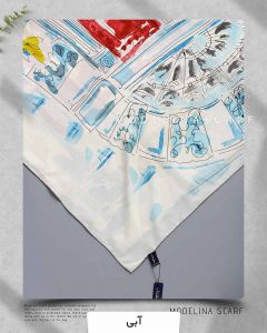 روسری ابریشم ژاکارد مدلینا 750 آبی