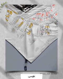 روسری ابریشم ژاکارد مدلینا 750 طوسی