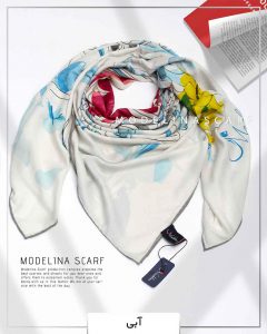 خرید روسری ابریشم ژاکارد مدلینا 750 آبی بهاره