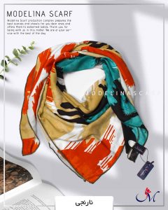 خرید روسری ابریشم ژاکارد مدلینا نارنجی