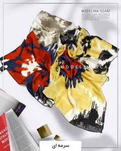 خرید روسری ابریشم ژاکارد مدلینا سرمه ای