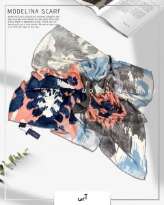 خرید روسری ابریشم ژاکارد مدلینا آبی