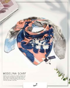 روسری ابریشم ژاکارد مدلینا آبی