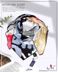 روسری ابریشم ژاکارد مدلینا مشکی