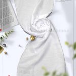 شال نخ ابریشم ژاکارد مدلینا M1 سفید