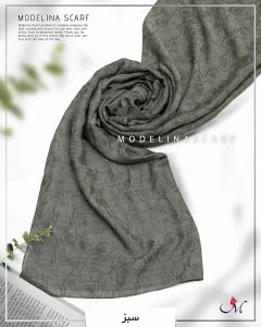 شال نخ ابریشم ژاکارد مدلینا M1 سبز