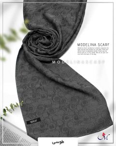 شال نخ ابریشم ژاکارد مدلینا M1 طوسی