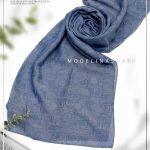 شال نخ ابریشم ژاکارد مدلینا M1 آبی
