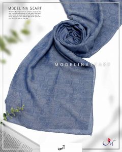 شال نخ ابریشم ژاکارد مدلینا M1 آبی