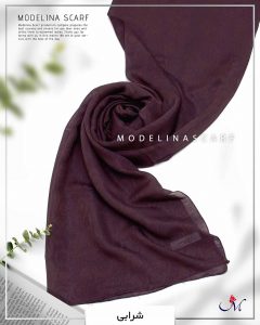 شال نخ ابریشم ژاکارد مدلینا M1 شرابی