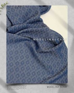 خرید شال نخ ابریشم ژاکارد مدلینا M3 آبی