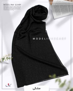 شال نخ ابریشم ژاکارد مدلینا M3 مشکی
