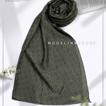 شال نخ ابریشم ژاکارد مدلینا M3 سبز